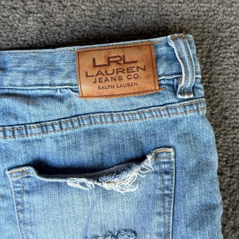 Lauren Ralph‎ Lauren Medium Wash Denim Cut Off Shorts Raw Hem Blue Size 8 VTG - Picture 8 of 9